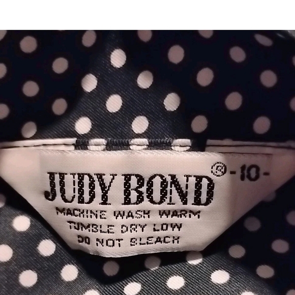 Vintage Judy Bond Sleeveless Button Front Top Polka Dot Neck Tie Size 10 Women's - Picture 5 of 5
